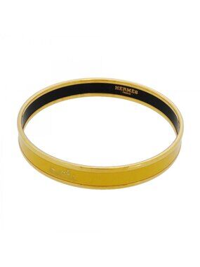 Hermes Bangle Enamel PM Gold Plated Cloisonne Yellow Bracelet